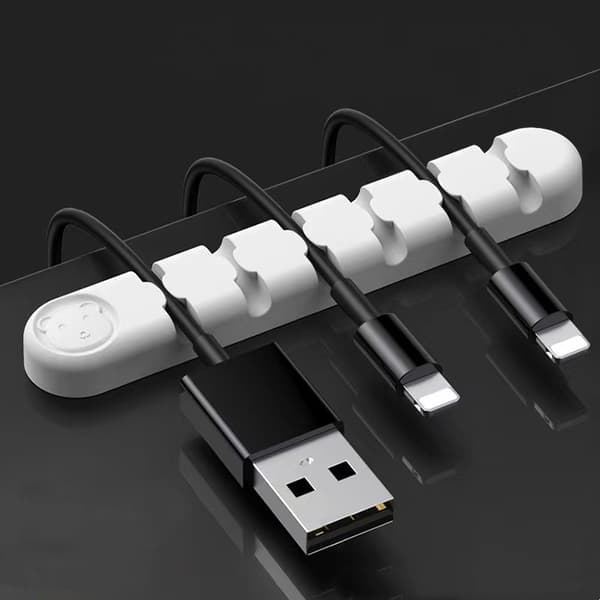 Self-adhesive Cable Holder / Cable Organizer with 6 Slots White