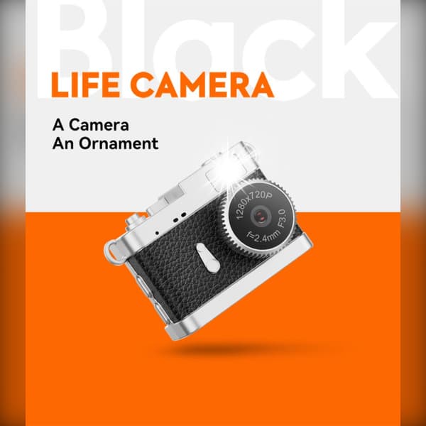 Compact Mini Vlog Camera: 1080P HD Video, 0.96\" IPS Screen, LED Fill Light, compatible with Huawei, Samsung, APPLE, Garmin Black