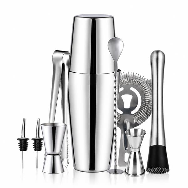 10-delat cocktailset, barset, shaker 750 ml - Rostfritt stål Silver