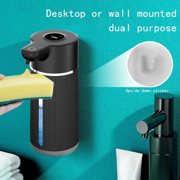 Automatisk sæbedispenser med skærm, drypfri design, perfekt til køkken, badeværelse og hotel - 420ml Sort