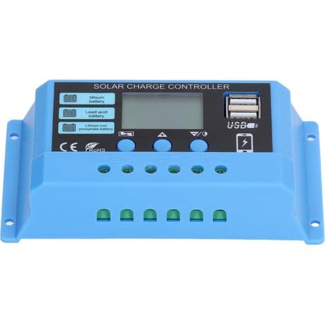 10A PWM Solarladeregulator med USB-porter for batterier og paneler