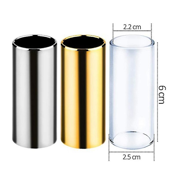 Gitarr Slide Set Med 1 Glas Slide, 1 Stål Slide och 1 Mässing Gitarr Slide, 6 st Gitarrplektrum och 4-C5