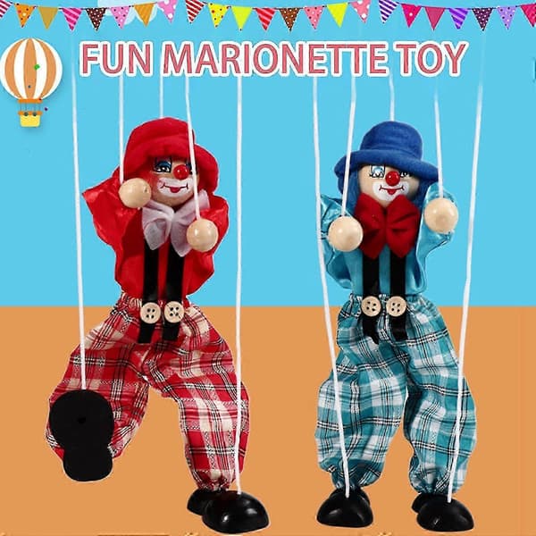 Marionettdocka Clown Pull-String Leksak Trädocka Interaktiv Hand Piratdocka Pojkar-FÄRG: Blå