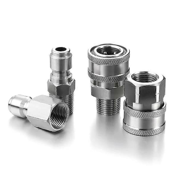 8 STK NPT 3/8 Tommer Rustfrit Stål Han Hun Hurtigkoblingssæt Højtryksrenser Adaptere (Intern