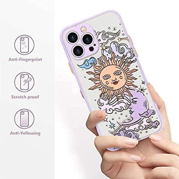 Kompatibel med iPhone 12 Pro  Etui Mat Klart Design Sol Måne 3D Tegneserie Bumper Kvinder Mænd Teen Pige Stødsikkert Silikone Blød Bagside Beskyttende Cover