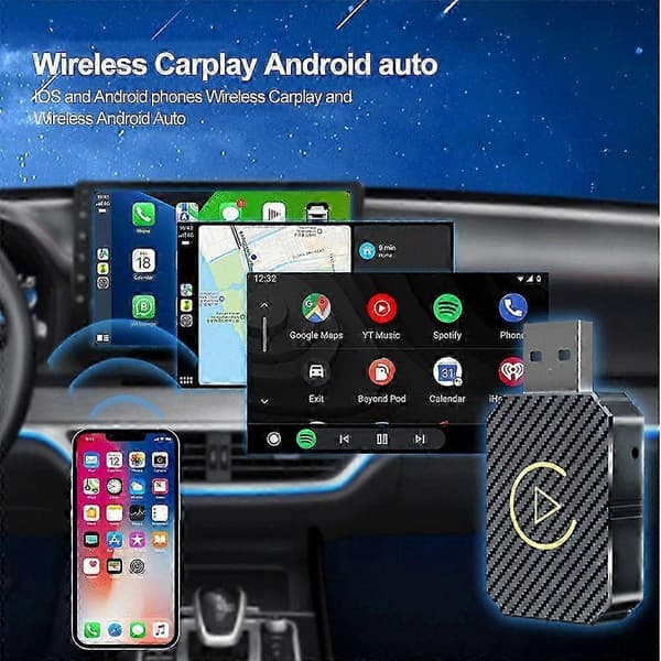 2-i-1 Trådløs CarPlay Adapter Android Auto Trådløs Adapter Smart Mini Boks USB Dongle Plug and Play WiFi Hurtig Tilslutning