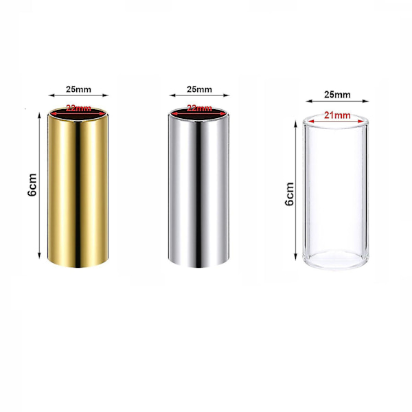Gitarr Slide Set Med 1 Glas Slide, 1 Stål Slide och 1 Mässing Gitarr Slide, 6 st Gitarrplektrum och 4-C5