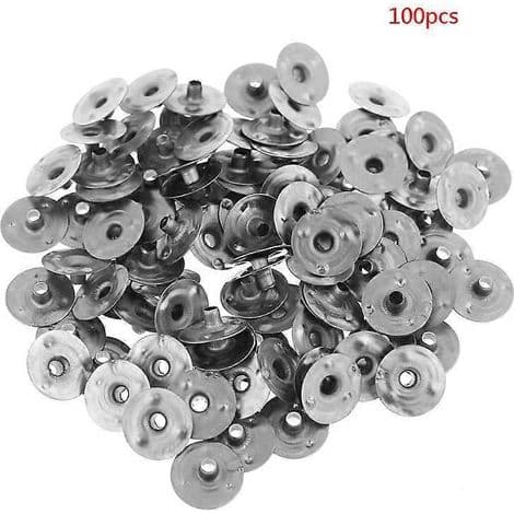 Pakke med 100 lysveker for telys, selvsentrerende holdere, metallbaser, veker for telys.