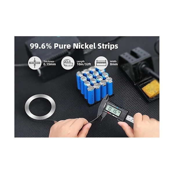 Pure Strips, 32 fot 0,15 x 8 mm tjocka remsor för tillverkning av batteripack med hög kapacitet och punktsvetsning av batterier