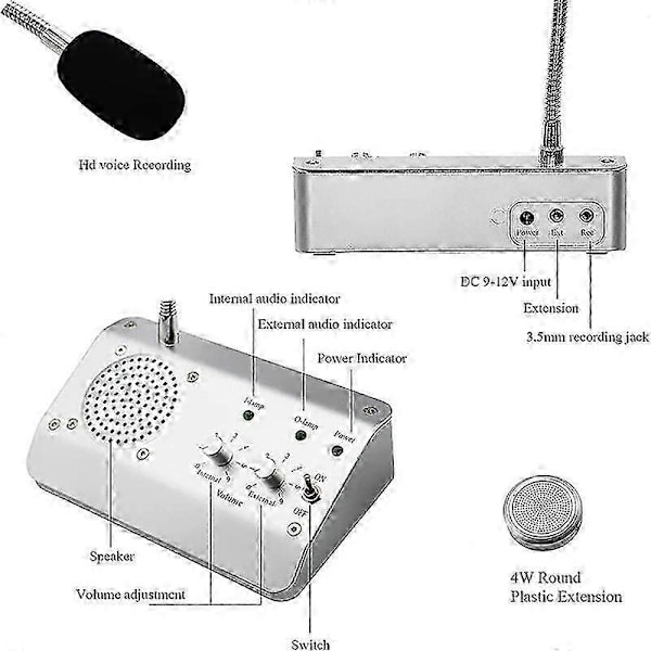 Fönsterhögtalarsystem, Dubbelriktad Fönstermikrofon Intercom Högtalare, Intercomsystem för Företag, Kontor, Skola EU-kontakt jn