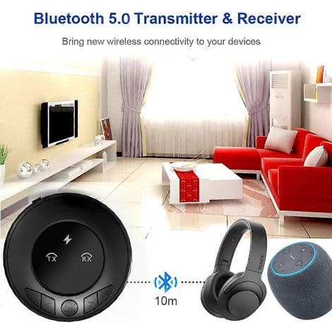 Bluetooth 5.0 -lähetin-vastaanotin AUX-tulolla ja 250 mAh akulla