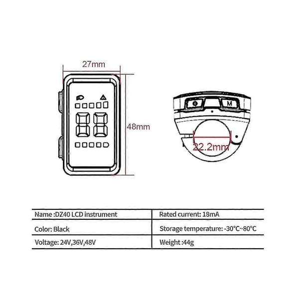 DZ40 LCD-display för BBS01 BBS02 mittmonterad motor, HD E-cykeltillbehör