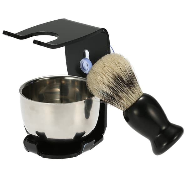 Klassisk sort barberkostsæt med stativ og skål