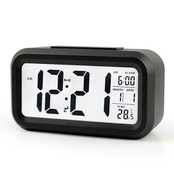 Digital Väckarklocka LED-Display med Temperatur Stor LCD-Sifferdisplay Större LCD-Bakgrundsbelyst Display Snooze Smart Ljussensor för Sovrum Hem Kontor