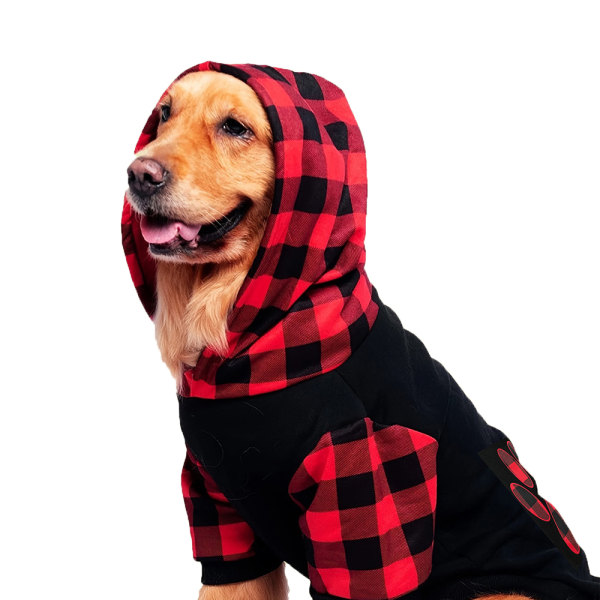 Rutete hunde-hettegenser kjæledyrskjorte Myke og komfortable klær med lue Høst- og vinterklær-L-jbk
