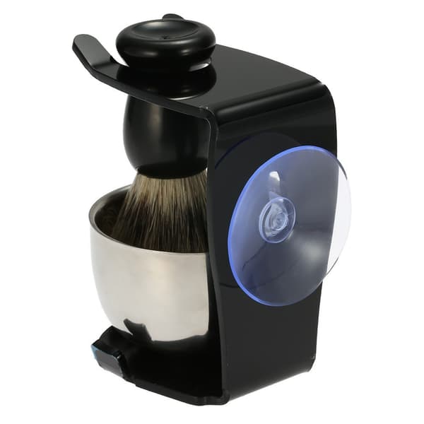 Classic Black Shaving Brush Set with Stand and Bowl