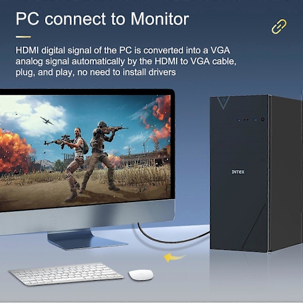 Tyyppi A MINDPURE AD037 5m HDMI - VGA-kaapeli 1080P 60Hz HD-yhteensopiva johto TV:lle/näytölle/projektorille