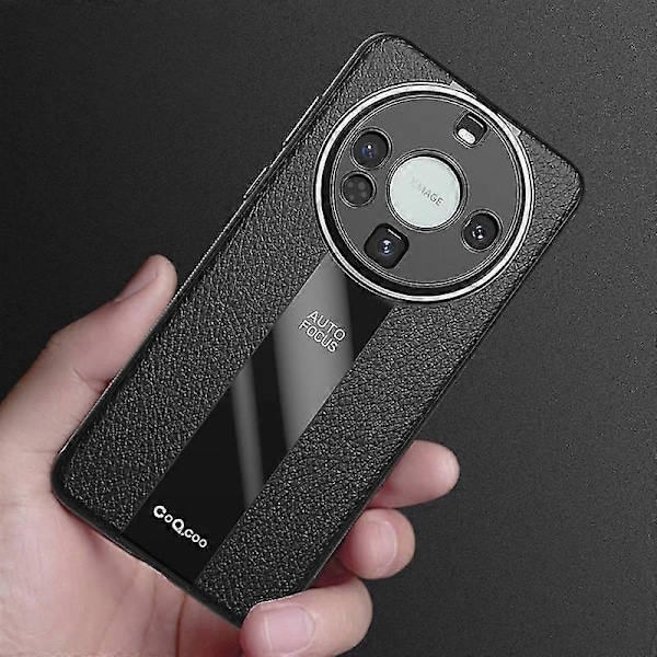 For Huawei Mate 60 Deksel Støtsikker PU Lær+TPU+Akryl Telefon Shell - Svart