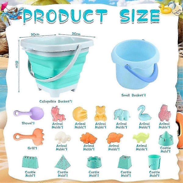 Blødt Gummi Strandlegesæt, Baby Udendørs Vandleg, Foldbar Spand, Strandlegesæt Til Børn Og Drenge