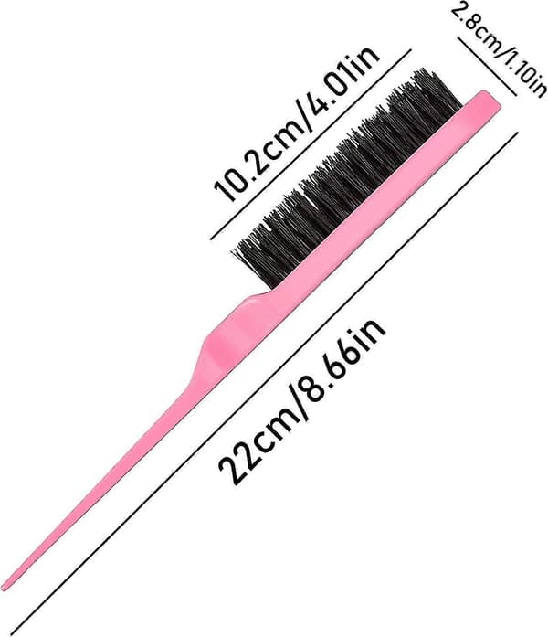 Tre Rader Nylon Tuperingsborstar Back Combs Släta Borstar För Hem Skönhetssalong (rosa) (1st)