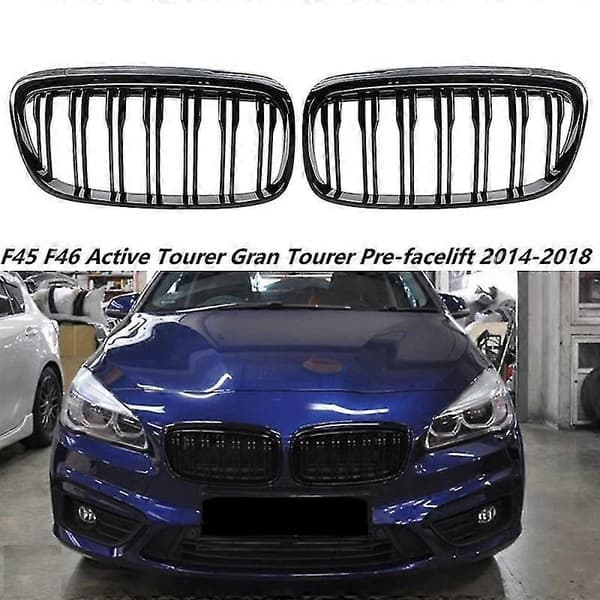 F45 Sort Front Grill Mesh til - 2 Serie 5-Sæders Active Tourer & 7-Sæders F46 Gran Tourer Frontkofanger Grill 2014-2018