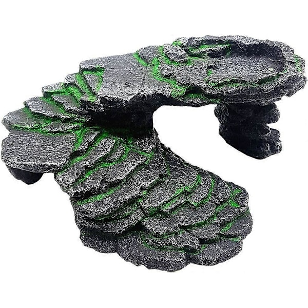 Skildpadde Solrampe Platform Reptil Skjul Habitat (Sort)