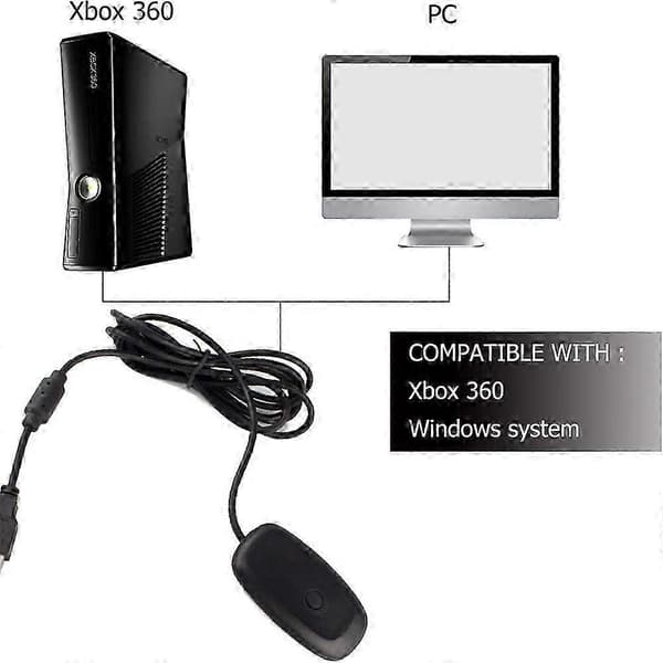 360 Trådløs Kontroller Mottaker for PC - Windows Spilladapter - Svart
