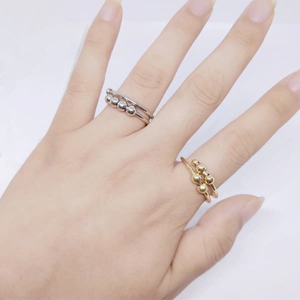 Anti-stress ring justerbar koppar silver Guld