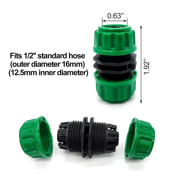 6 stk slangekoblingsforlenger for å koble sammen 1/2 tommers hageslange, rask reparasjonskobling Gard
