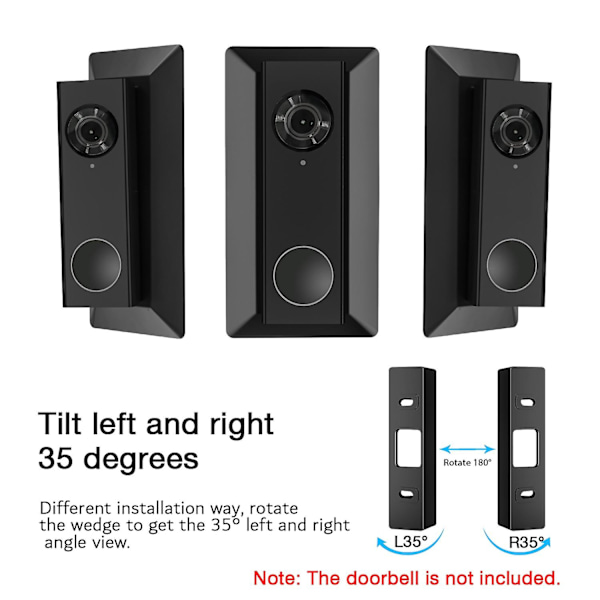 Seinäkotelo L35°/R35 ° kiila, yhteensopiva Eufy Video Doorbell 2K -resoluution (johdollinen) ja Eufyn kanssa
