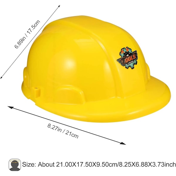 5 st Barn Gul Plast Konstruktion Hårdar Arbetarhjälmar Barn Ingenjör Hattar