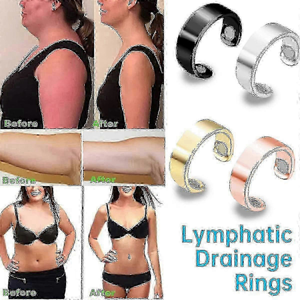 4-pak Lymph Drainage Therapy Magnetiske Ringer, Justerbare Lymph Drainage Ring Therapy Magnetiske Ringer