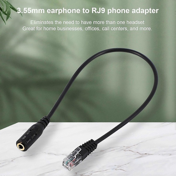 3,5 mm plugg til RJ9 for headset til adapterkabel for kontortelefon