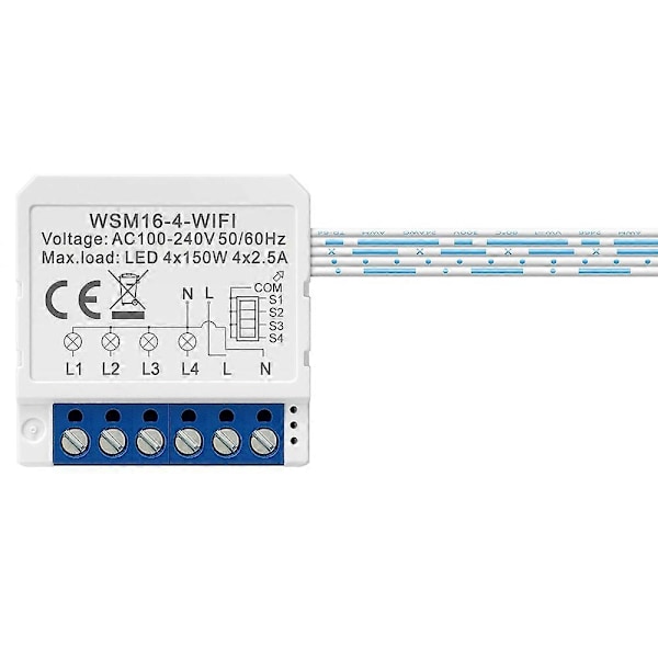 AVTTO WSM16 4-Gang Smart WiFi Switch APP Stemmestyring Dual Way Controller DIY Lyskontakt Modul
