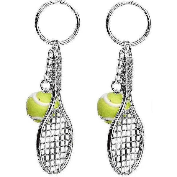 Tennis Ketsjer Nøglering, Kreativ Metal Nøglering Sport Nøglering Tennisbold Nøglering 2 stk