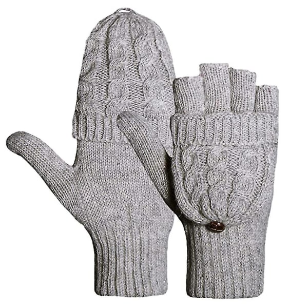 Neulotut hanskat naisten käännettävät kaksikäyttöiset villakäsineet talvella lämpimät puolisormi vuotavat varvaskäsineet-jbk