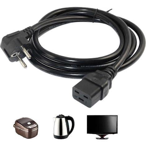 IEC320 C19 till 2-stifts Schuko (EU) strömkabel - Förlängningskabel för inverter/PDU