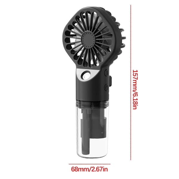 Bærbar Ventilator Spray Ventilator Mini Håndholdt Ventilator Opladning Mini Ventilator Spray Befugtningsventilator Engros - FARVE: BK