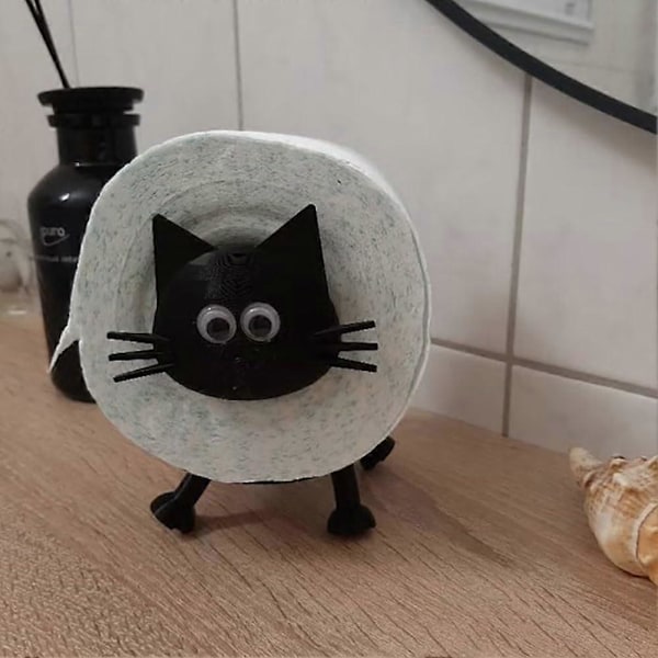 Kitty Toalettkatten - Toalettpappershållare, Fristående Toalettpappershållare, Toalettpappershållare Stativ, Kattpappershanddukshållare för Badrum