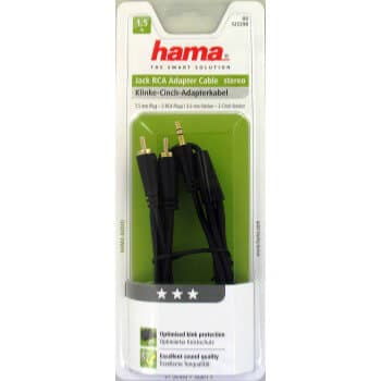 Kabel Audio 3.5mm-2xRCA Guld Sort 1.5m