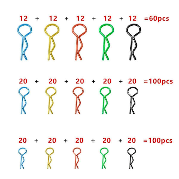 260 st 1/8 1/10 1/16 RC Bil Kaross R Clips Karossfäste Metall Kaross Clip Pin Lastbilsleksakstillbehör