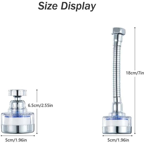 Kranfilter, 360° roterande antikalkkranfilter, avkalkningskranfilter, antikalkfilter med universaladapter, 2-delat kit