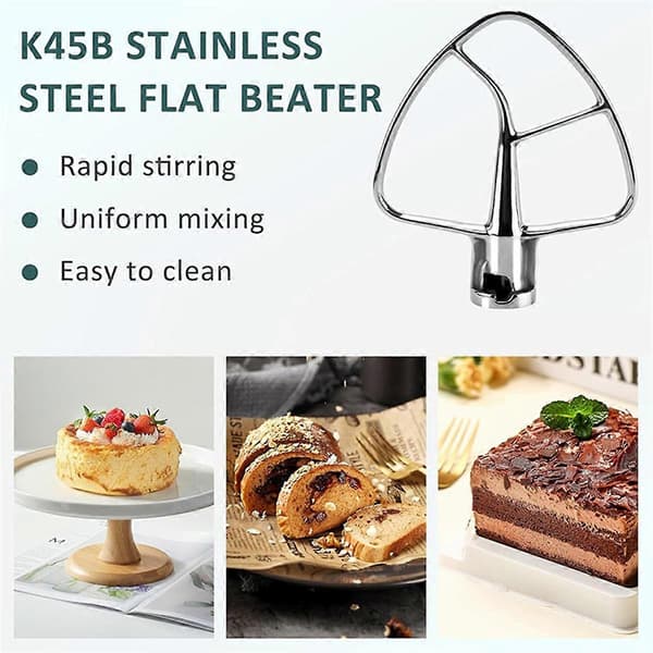 Flad dejkrog i rustfrit stål til KitchenAid 4,5-5 Quart Tilt-Head Stand Mixer Aid Attachme