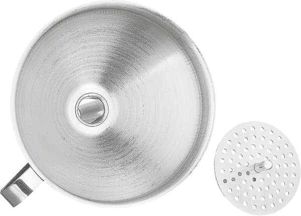 1 stk. Tragt med æsel i rustfrit stål, 10,5 cm i diameter, 12 cm i højden