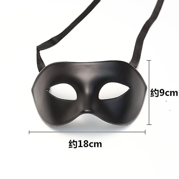 2* Mænds Maske Sort Mat Klassisk Stil Venetiansk Maske, Maskerade, Burlesque Ball Party (sort One Size)