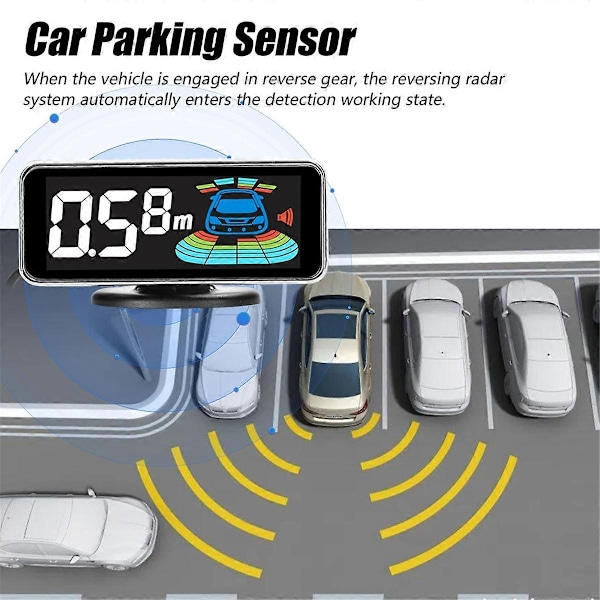 Parkeringssensor Bagerste Bakkamera Radarsystem med 4 Parkeringssensorer Afstandsmåling LCD Distan