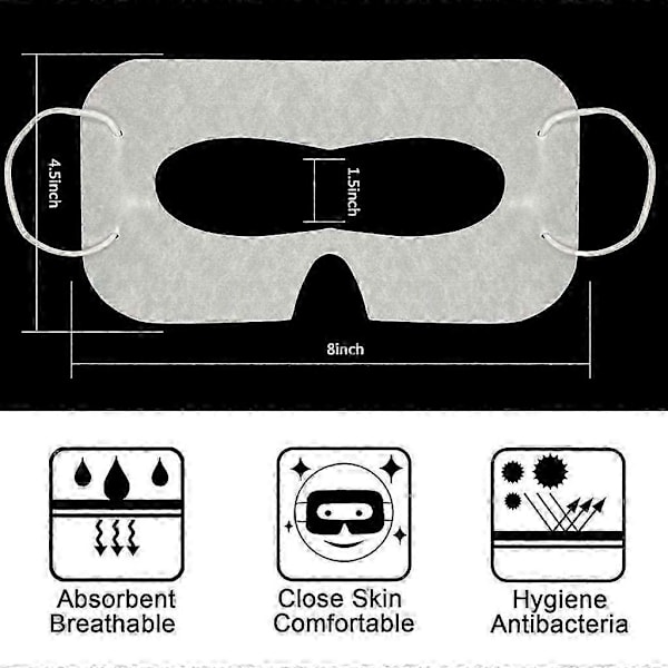 100 stk. Hudvenlige Øjenmasker Engangs VR Maske til VR Headsets