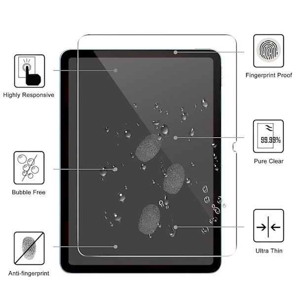 Skjermbeskytter i herdet glass til iPad Air 11 (2024) nettbrett med 2.5D rett kant