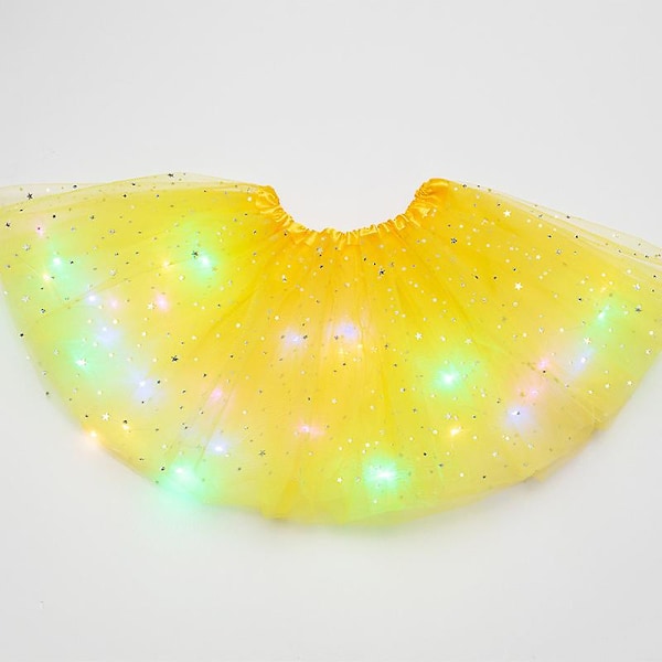 Flickor Barn Neon LED Tutu Kjolar Fest Scen Danskläder Plisserad Lager Tyll Lyser Upp Kort Klänning Födelsedagspresent