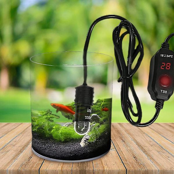 Akvarievarmer med Digital Display 10w Mini til både ferskvand og saltvand Termostat-hy